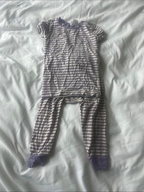 Hanna Andersson Lavender and White Striped Kids Long Sleeve Pajama Set